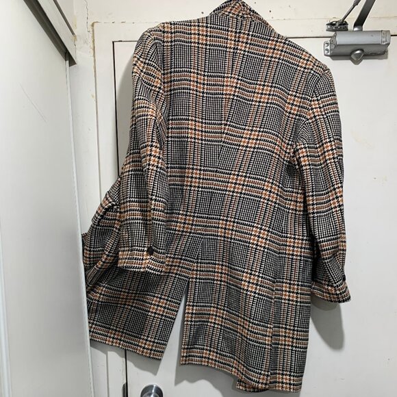 LORO PIANA & C. FABRIC MADE IN ITALY PLAID TWEED TRENCH COATS SIZE L - Picture 12 of 15